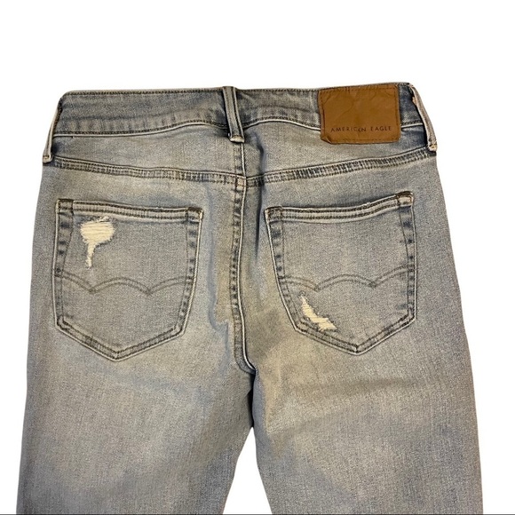 American Eagle Faded Distressed Ripped Skinny High Rise Next Level Flex Jeans - Picture 7 of 9